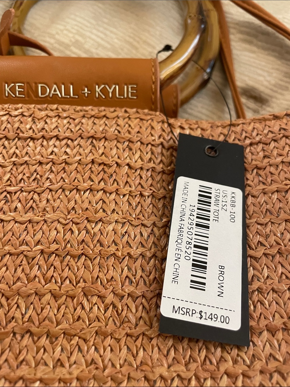Kendall+kylie Woven Straw Tote Bag with Bamboo Handles - Picture 4 of 6